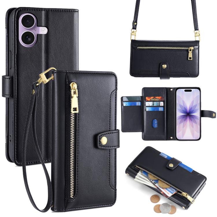 Sheep Texture Cross-body Zipper Wallet Leather Phone Case, For iPhone 18 Pro / 17 Pro, For iPhone 18 Pro Max / 17 Pro Max, For iPhone 17e / 16e, For iPhone 17