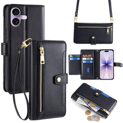 Sheep Texture Cross-body Zipper Wallet Leather Phone Case, For iPhone 18 Pro / 17 Pro, For iPhone 18 Pro Max / 17 Pro Max, For iPhone 17e / 16e, For iPhone 17