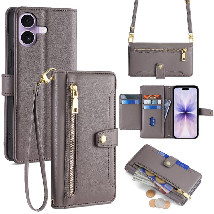 Sheep Texture Cross-body Zipper Wallet Leather Phone Case, For iPhone 17e / 16e, For iPhone 17 Pro Max, For iPhone 17 Pro, For iPhone 17