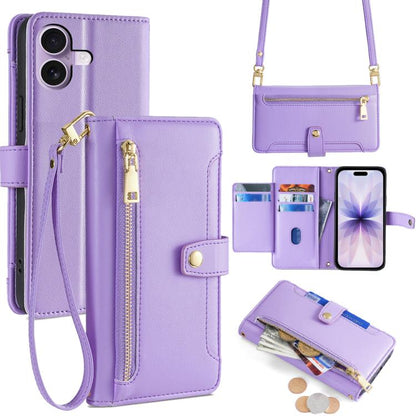 Sheep Texture Cross-body Zipper Wallet Leather Phone Case, For iPhone 17e / 16e, For iPhone 17 Pro Max, For iPhone 17 Pro, For iPhone 17