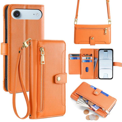Sheep Texture Cross-body Zipper Wallet Leather Phone Case, For iPhone Air, For iPhone 16 Pro Max, For iPhone 16 Pro, For iPhone 16 Plus