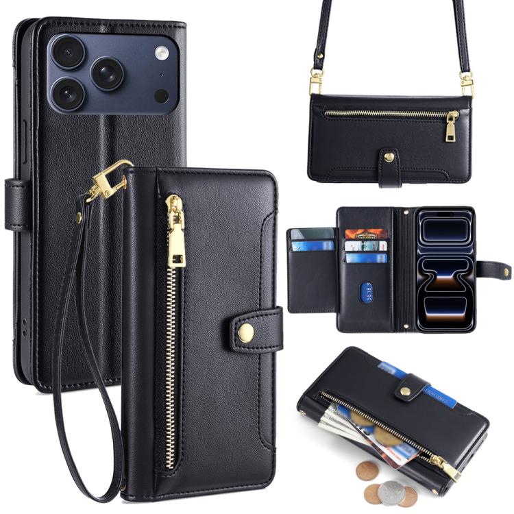 Sheep Texture Cross-body Zipper Wallet Leather Phone Case, For iPhone 18 Pro / 17 Pro, For iPhone 18 Pro Max / 17 Pro Max, For iPhone 17e / 16e, For iPhone 17