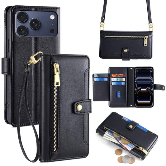 Sheep Texture Cross-body Zipper Wallet Leather Phone Case, For iPhone 18 Pro / 17 Pro, For iPhone 18 Pro Max / 17 Pro Max, For iPhone 17e / 16e, For iPhone 17