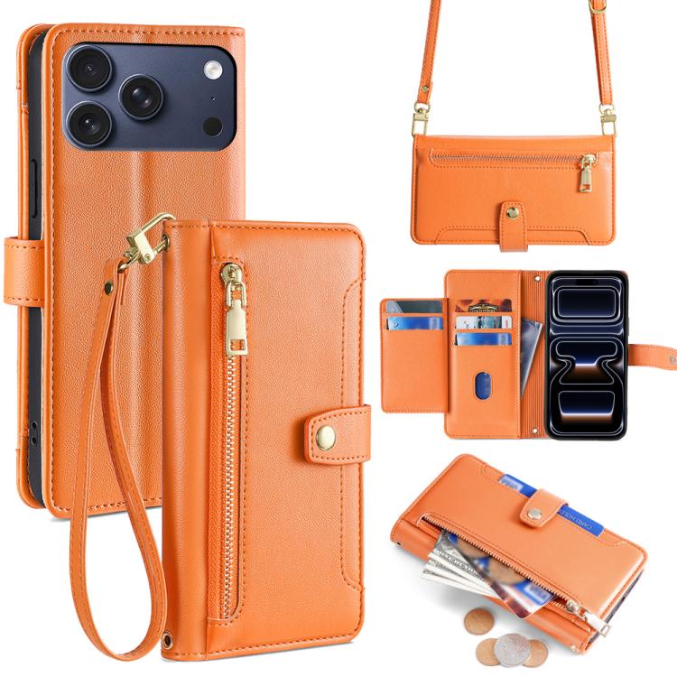 Sheep Texture Cross-body Zipper Wallet Leather Phone Case, For iPhone 18 Pro / 17 Pro, For iPhone 18 Pro Max / 17 Pro Max, For iPhone 17e / 16e, For iPhone 17