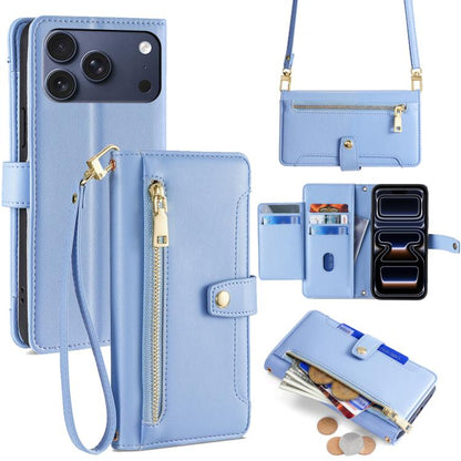 Sheep Texture Cross-body Zipper Wallet Leather Phone Case, For iPhone 18 Pro / 17 Pro, For iPhone 18 Pro Max / 17 Pro Max, For iPhone 17e / 16e, For iPhone 17