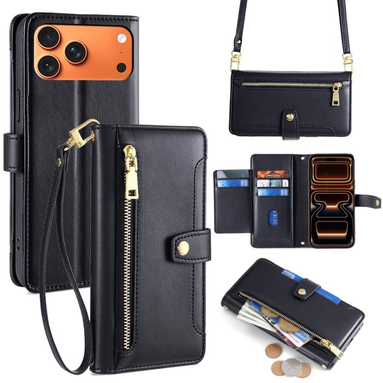 Sheep Texture Cross-body Zipper Wallet Leather Phone Case, For iPhone 18 Pro / 17 Pro, For iPhone 18 Pro Max / 17 Pro Max, For iPhone 17e / 16e, For iPhone 17