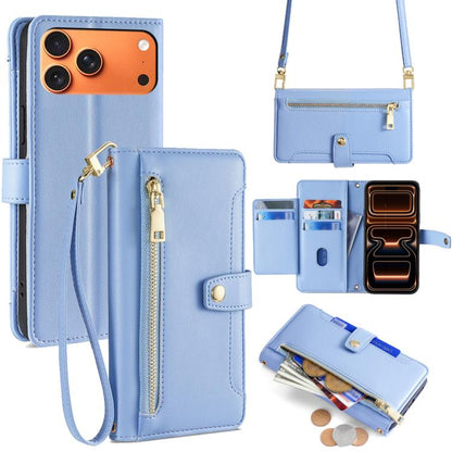Sheep Texture Cross-body Zipper Wallet Leather Phone Case, For iPhone 18 Pro / 17 Pro, For iPhone 18 Pro Max / 17 Pro Max, For iPhone 17e / 16e, For iPhone 17