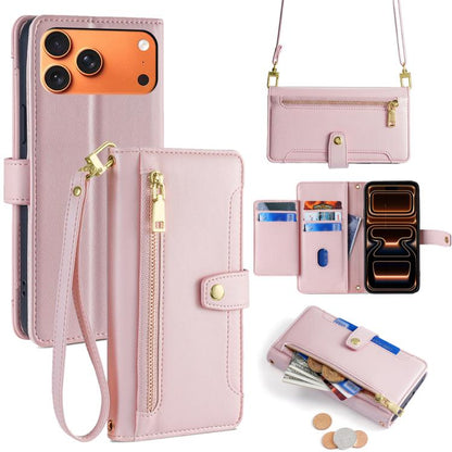 Sheep Texture Cross-body Zipper Wallet Leather Phone Case, For iPhone 18 Pro / 17 Pro, For iPhone 18 Pro Max / 17 Pro Max, For iPhone 17e / 16e, For iPhone 17