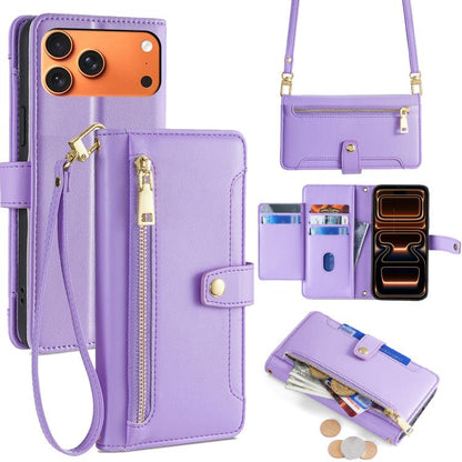 Sheep Texture Cross-body Zipper Wallet Leather Phone Case, For iPhone 18 Pro / 17 Pro, For iPhone 18 Pro Max / 17 Pro Max, For iPhone 17e / 16e, For iPhone 17