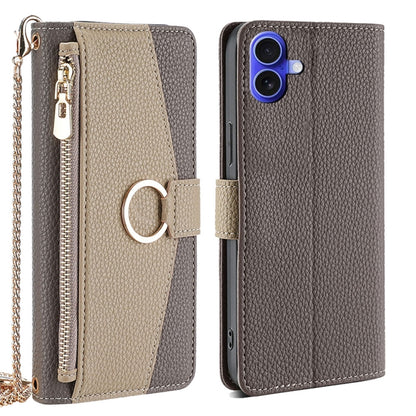 Crossbody Litchi Texture Leather Phone Case, For iPhone Air, For iPhone 16 Pro Max, For iPhone 16 Pro, For iPhone 16 Plus
