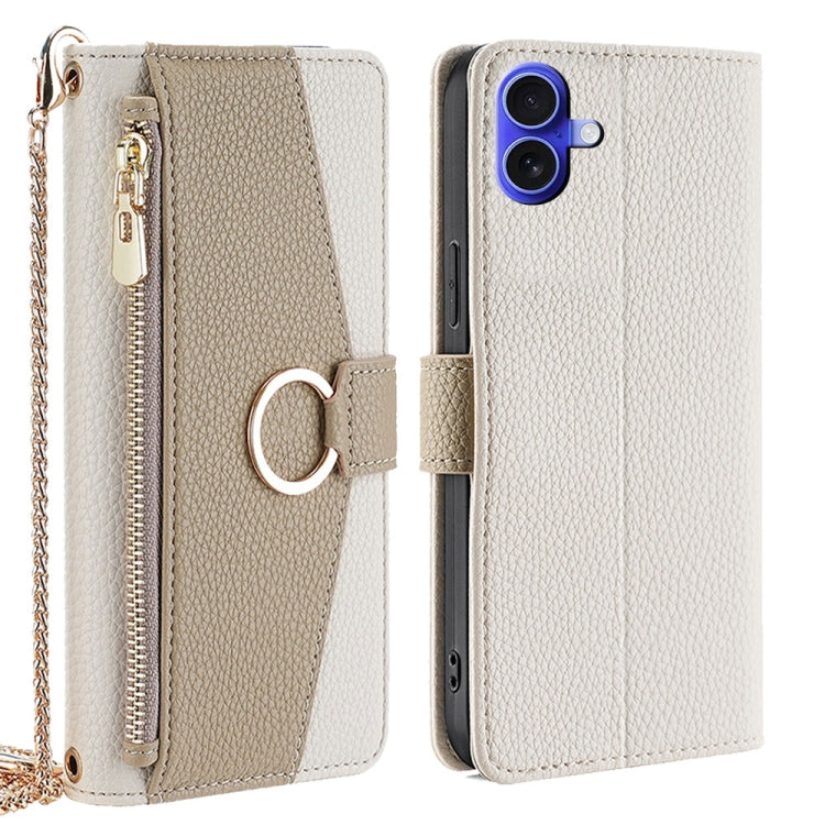 Crossbody Litchi Texture Leather Phone Case, For iPhone Air, For iPhone 16 Pro Max, For iPhone 16 Pro, For iPhone 16 Plus