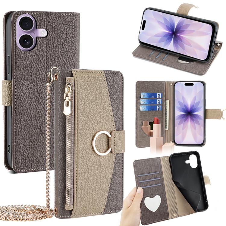 Crossbody Litchi Texture Leather Phone Case, For iPhone 18 Pro / 17 Pro, For iPhone 18 Pro Max / 17 Pro Max, For iPhone 17e / 16e, For iPhone 17