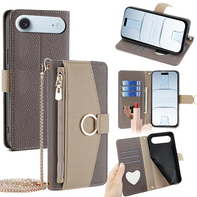 Crossbody Litchi Texture Leather Phone Case, For iPhone Air, For iPhone 16 Pro Max, For iPhone 16 Pro, For iPhone 16 Plus