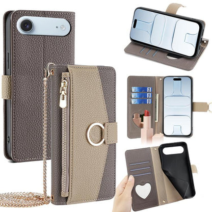 Crossbody Litchi Texture Leather Phone Case, For iPhone Air, For iPhone 16 Pro Max, For iPhone 16 Pro, For iPhone 16 Plus