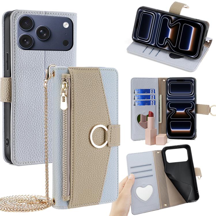 Crossbody Litchi Texture Leather Phone Case, For iPhone 18 Pro / 17 Pro, For iPhone 18 Pro Max / 17 Pro Max, For iPhone 17e / 16e, For iPhone 17