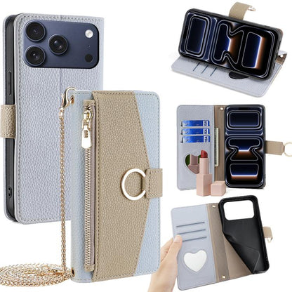Crossbody Litchi Texture Leather Phone Case, For iPhone 18 Pro / 17 Pro, For iPhone 18 Pro Max / 17 Pro Max, For iPhone 17e / 16e, For iPhone 17