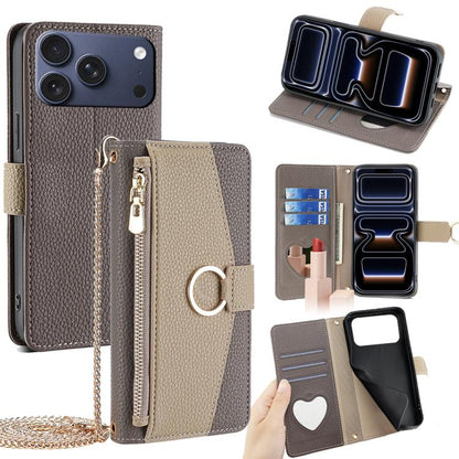 Crossbody Litchi Texture Leather Phone Case, For iPhone 18 Pro / 17 Pro, For iPhone 18 Pro Max / 17 Pro Max, For iPhone 17e / 16e, For iPhone 17
