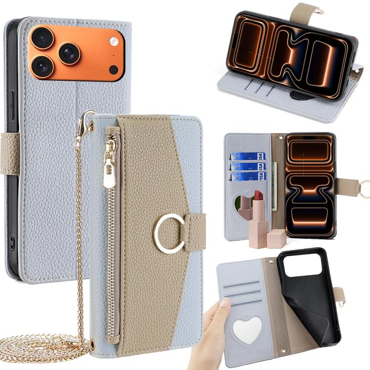 Crossbody Litchi Texture Leather Phone Case, For iPhone 18 Pro / 17 Pro, For iPhone 18 Pro Max / 17 Pro Max, For iPhone 17e / 16e, For iPhone 17