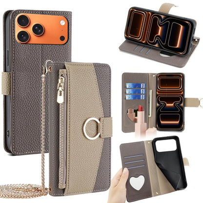 Crossbody Litchi Texture Leather Phone Case, For iPhone 18 Pro / 17 Pro, For iPhone 18 Pro Max / 17 Pro Max, For iPhone 17e / 16e, For iPhone 17