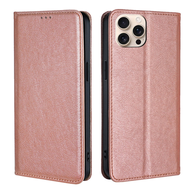Gloss Oil Solid Color Magnetic Leather Phone Case, For iPhone Air, For iPhone 16 Pro Max, For iPhone 16 Pro, For iPhone 16 Plus