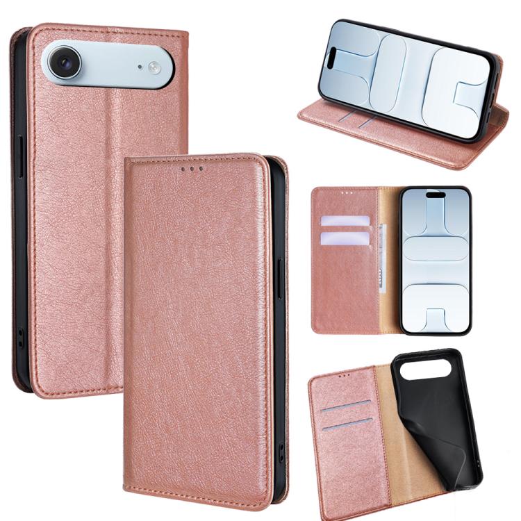 Gloss Oil Solid Color Magnetic Leather Phone Case, For iPhone Air, For iPhone 16 Pro Max, For iPhone 16 Pro, For iPhone 16 Plus