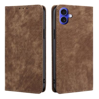 RFID Anti-theft Brush Magnetic Leather Phone Case, For iPhone Air, For iPhone 16 Pro Max, For iPhone 16 Pro, For iPhone 16 Plus