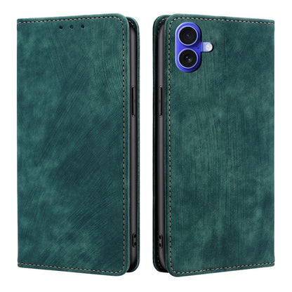 RFID Anti-theft Brush Magnetic Leather Phone Case, For iPhone Air, For iPhone 16 Pro Max, For iPhone 16 Pro, For iPhone 16 Plus