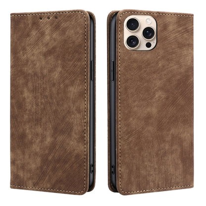 RFID Anti-theft Brush Magnetic Leather Phone Case, For iPhone Air, For iPhone 16 Pro Max, For iPhone 16 Pro, For iPhone 16 Plus