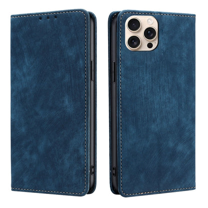 RFID Anti-theft Brush Magnetic Leather Phone Case, For iPhone Air, For iPhone 16 Pro Max, For iPhone 16 Pro, For iPhone 16 Plus