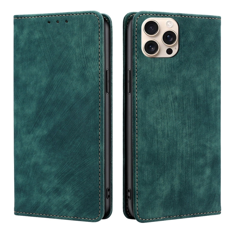 RFID Anti-theft Brush Magnetic Leather Phone Case, For iPhone Air, For iPhone 16 Pro Max, For iPhone 16 Pro, For iPhone 16 Plus