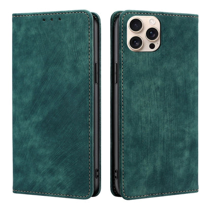 RFID Anti-theft Brush Magnetic Leather Phone Case, For iPhone Air, For iPhone 16 Pro Max, For iPhone 16 Pro, For iPhone 16 Plus
