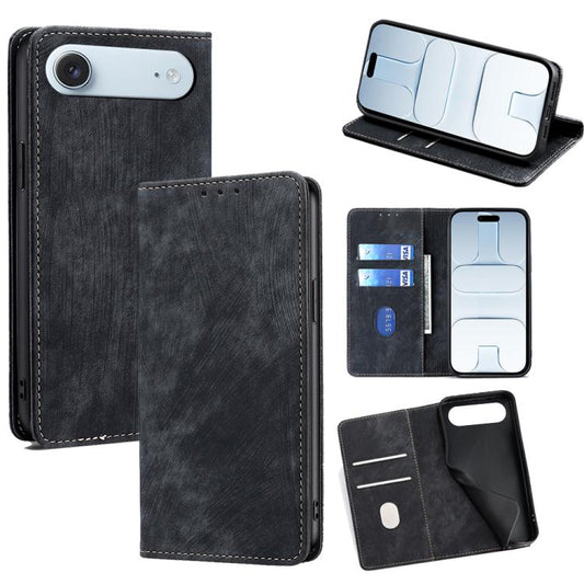 RFID Anti-theft Brush Magnetic Leather Phone Case, For iPhone Air, For iPhone 16 Pro Max, For iPhone 16 Pro, For iPhone 16 Plus