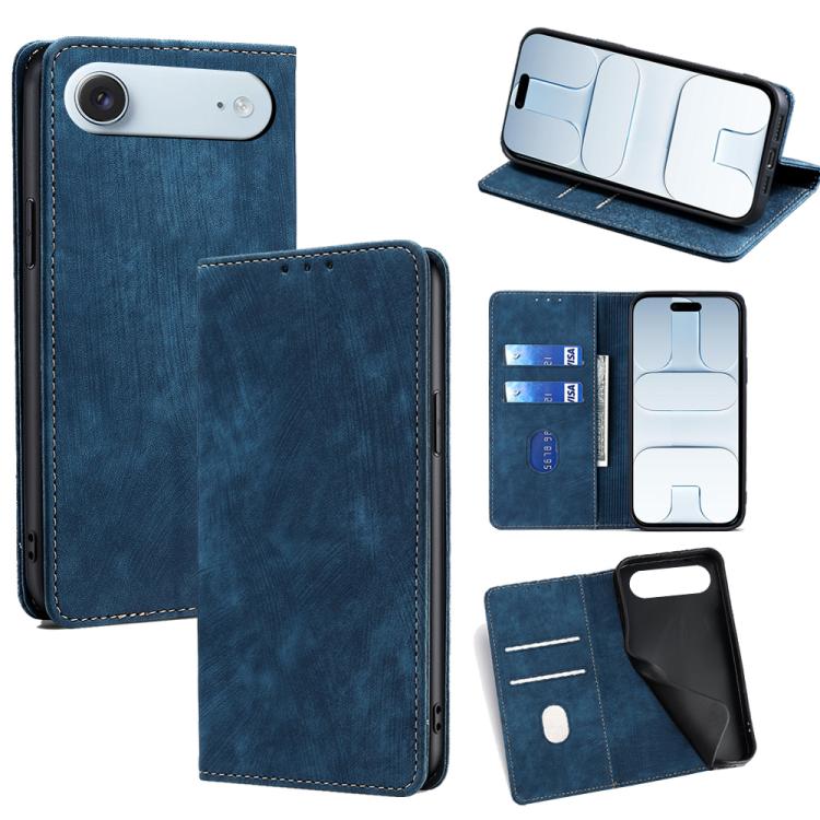 RFID Anti-theft Brush Magnetic Leather Phone Case, For iPhone Air, For iPhone 16 Pro Max, For iPhone 16 Pro, For iPhone 16 Plus