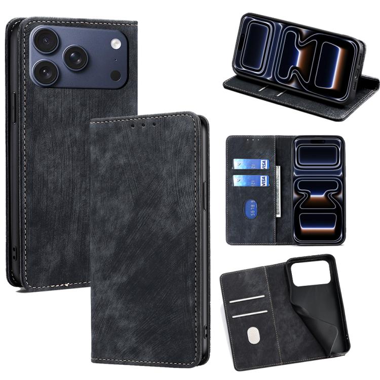 RFID Anti-theft Brush Magnetic Leather Phone Case, For iPhone 18 Pro / 17 Pro, For iPhone 18 Pro Max / 17 Pro Max, For iPhone 17e / 16e, For iPhone 17