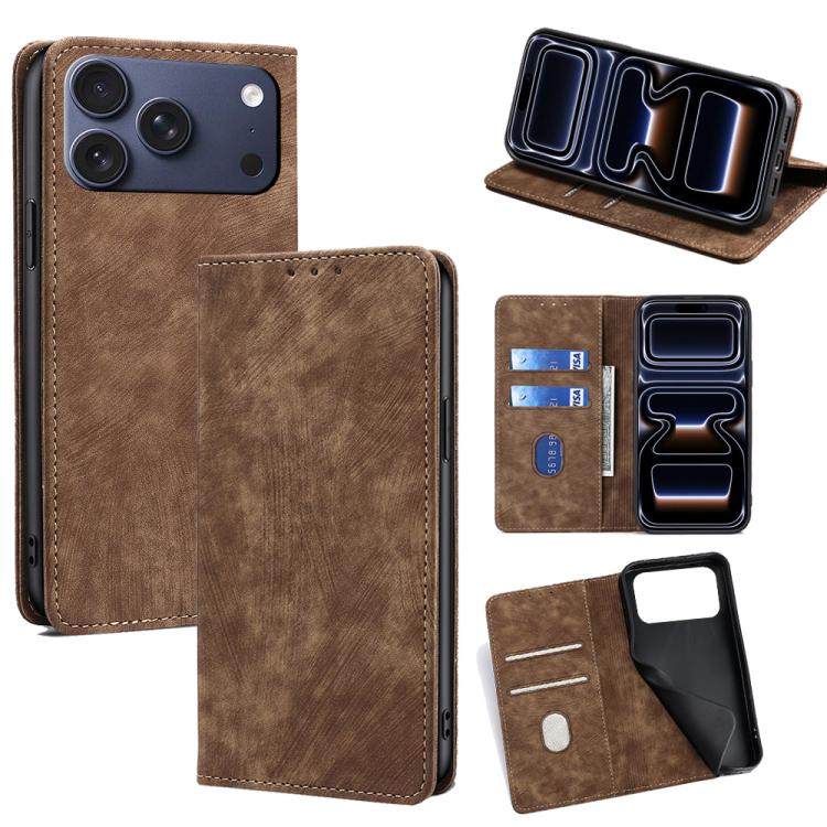 RFID Anti-theft Brush Magnetic Leather Phone Case, For iPhone 18 Pro / 17 Pro, For iPhone 18 Pro Max / 17 Pro Max, For iPhone 17e / 16e, For iPhone 17