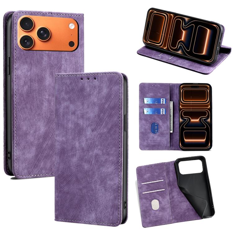 RFID Anti-theft Brush Magnetic Leather Phone Case, For iPhone 18 Pro / 17 Pro, For iPhone 18 Pro Max / 17 Pro Max, For iPhone 17e / 16e, For iPhone 17