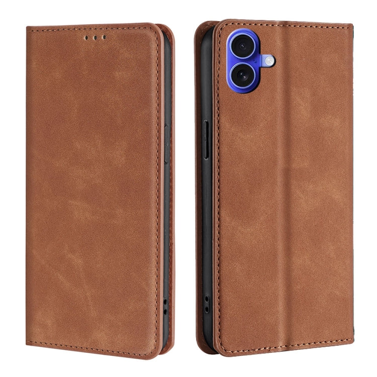 Skin Feel Magnetic Leather Phone Case, For iPhone 17e / 16e, For iPhone 16 Pro Max, For iPhone 16 Pro, For iPhone 16 Plus