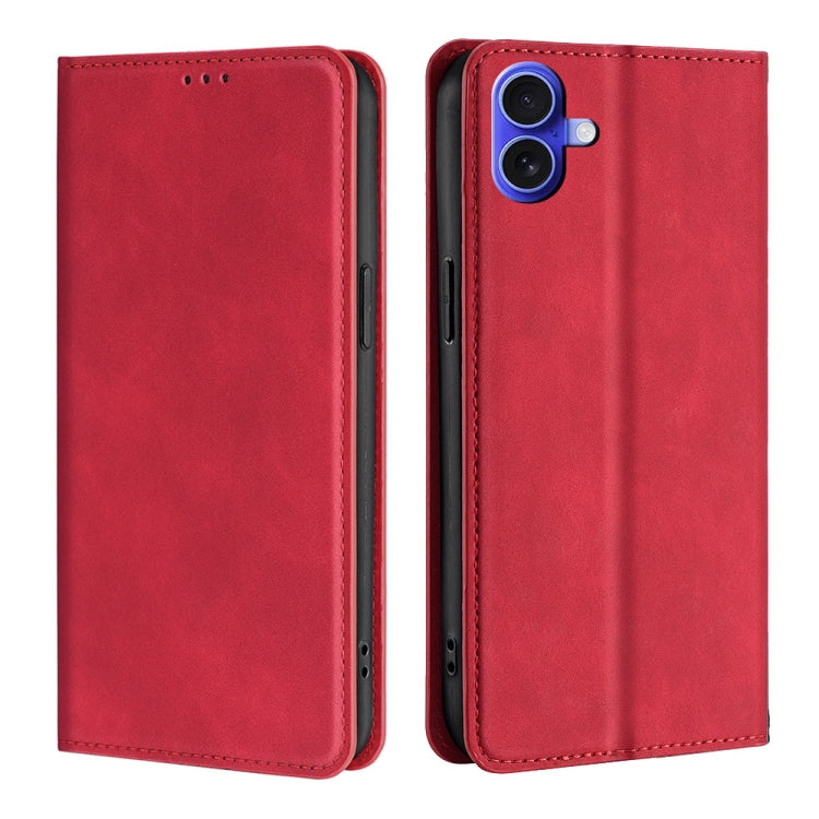 Skin Feel Magnetic Leather Phone Case, For iPhone 17e / 16e, For iPhone 16 Pro Max, For iPhone 16 Pro, For iPhone 16 Plus