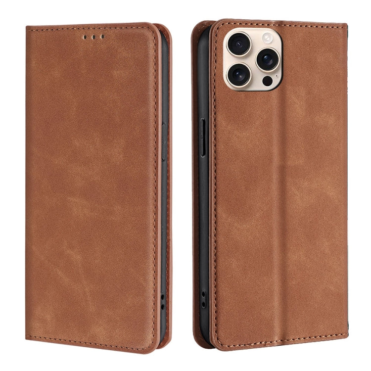 Skin Feel Magnetic Leather Phone Case, For iPhone 17e / 16e, For iPhone 16 Pro Max, For iPhone 16 Pro, For iPhone 16 Plus