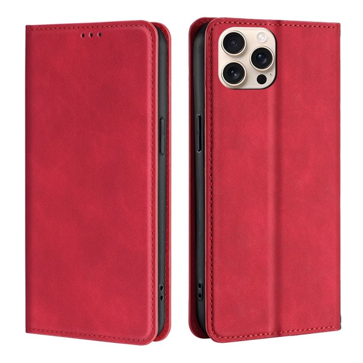 Skin Feel Magnetic Leather Phone Case, For iPhone 17e / 16e, For iPhone 16 Pro Max, For iPhone 16 Pro, For iPhone 16 Plus
