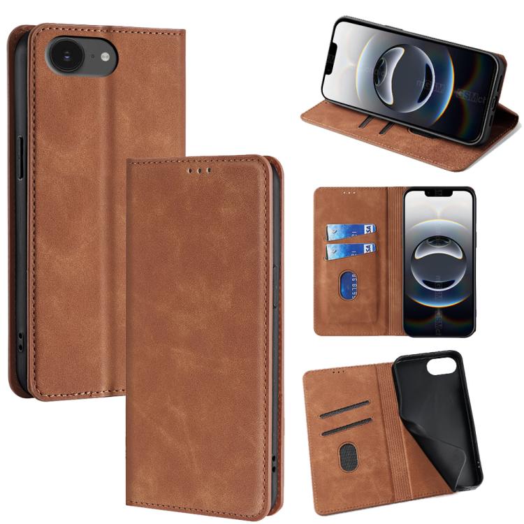 Skin Feel Magnetic Leather Phone Case, For iPhone 17e / 16e, For iPhone 16 Pro Max, For iPhone 16 Pro, For iPhone 16 Plus