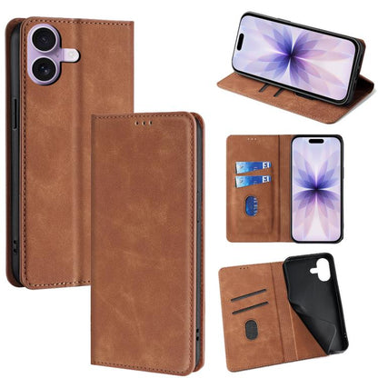 Skin Feel Magnetic Leather Phone Case, For iPhone 18 Pro / 17 Pro, For iPhone 18 Pro Max / 17 Pro Max, For iPhone 17, For iPhone Air