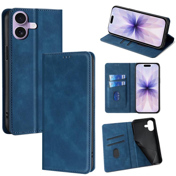 Skin Feel Magnetic Leather Phone Case, For iPhone 18 Pro / 17 Pro, For iPhone 18 Pro Max / 17 Pro Max, For iPhone 17, For iPhone Air