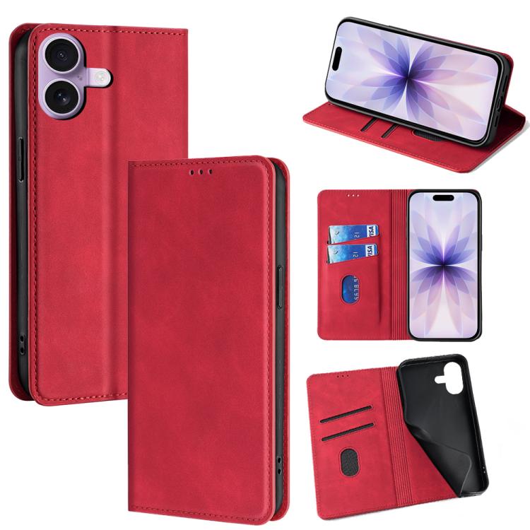Skin Feel Magnetic Leather Phone Case, For iPhone 18 Pro / 17 Pro, For iPhone 18 Pro Max / 17 Pro Max, For iPhone 17, For iPhone Air
