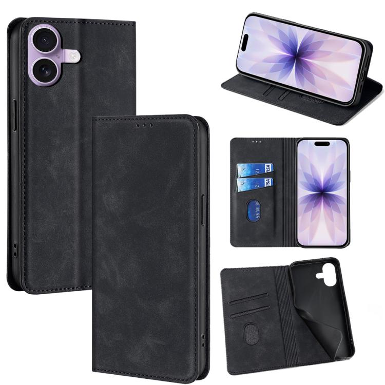 Skin Feel Magnetic Leather Phone Case, For iPhone 18 Pro / 17 Pro, For iPhone 18 Pro Max / 17 Pro Max, For iPhone 17, For iPhone Air