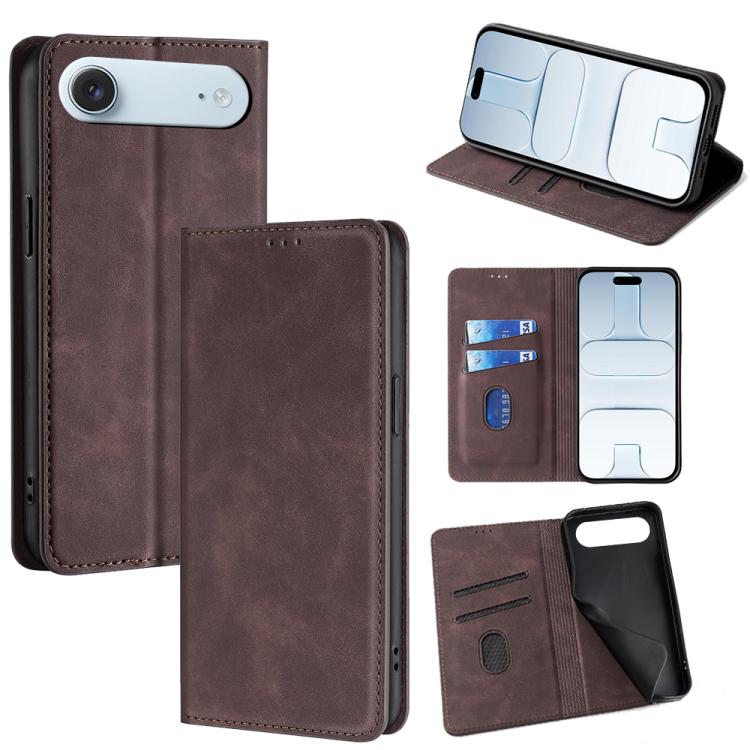 Skin Feel Magnetic Leather Phone Case, For iPhone 18 Pro / 17 Pro, For iPhone 18 Pro Max / 17 Pro Max, For iPhone 17, For iPhone Air