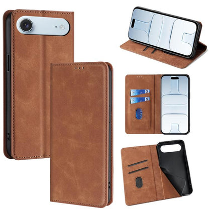 Skin Feel Magnetic Leather Phone Case, For iPhone 18 Pro / 17 Pro, For iPhone 18 Pro Max / 17 Pro Max, For iPhone 17, For iPhone Air