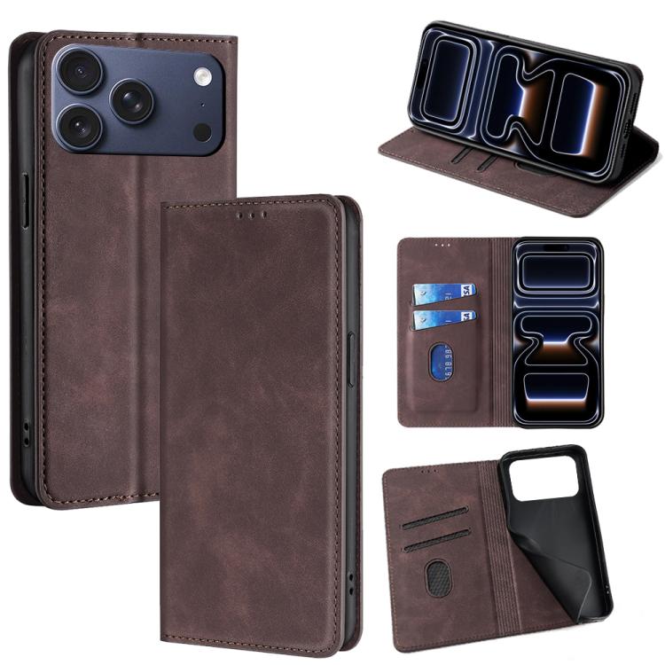 Skin Feel Magnetic Leather Phone Case, For iPhone 18 Pro / 17 Pro, For iPhone 18 Pro Max / 17 Pro Max, For iPhone 17, For iPhone Air