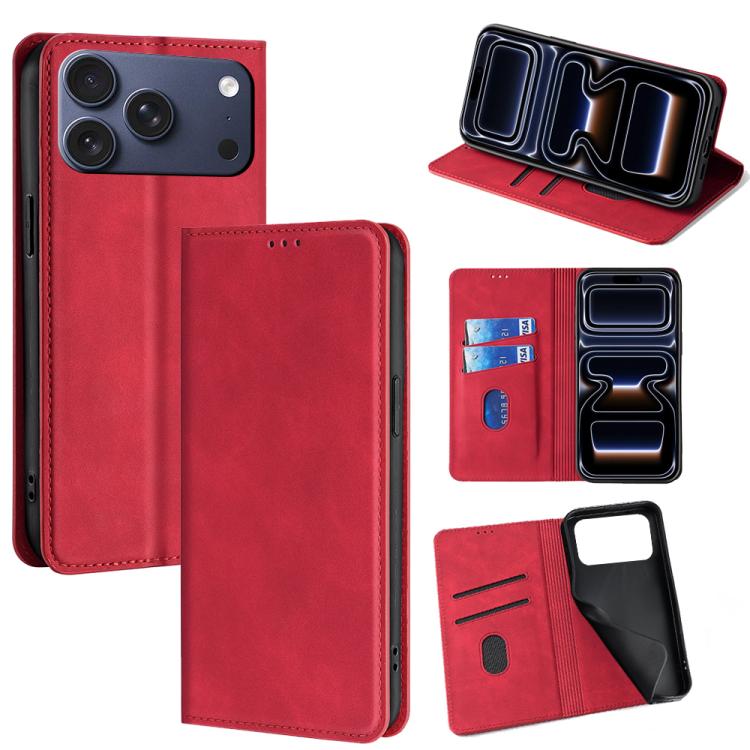 Skin Feel Magnetic Leather Phone Case, For iPhone 18 Pro / 17 Pro, For iPhone 18 Pro Max / 17 Pro Max, For iPhone 17, For iPhone Air