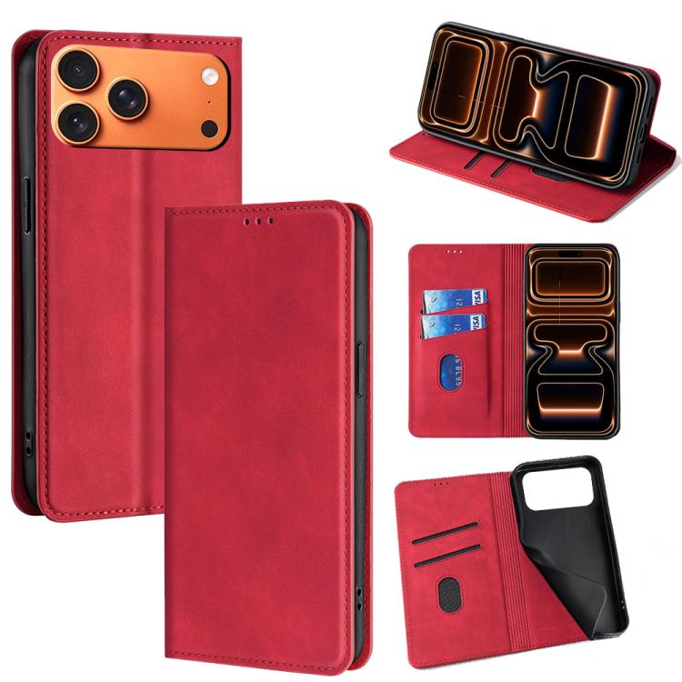 Skin Feel Magnetic Leather Phone Case, For iPhone 18 Pro / 17 Pro, For iPhone 18 Pro Max / 17 Pro Max, For iPhone 17, For iPhone Air